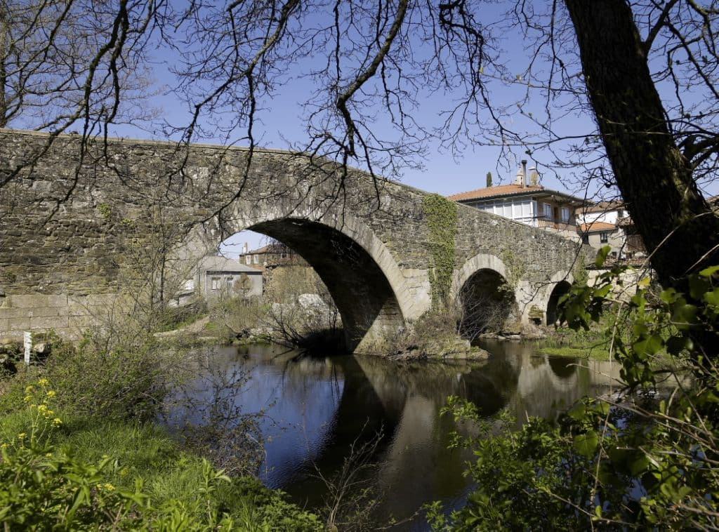French Way from Sarria. Bridge over the river Furelos, in Melide.